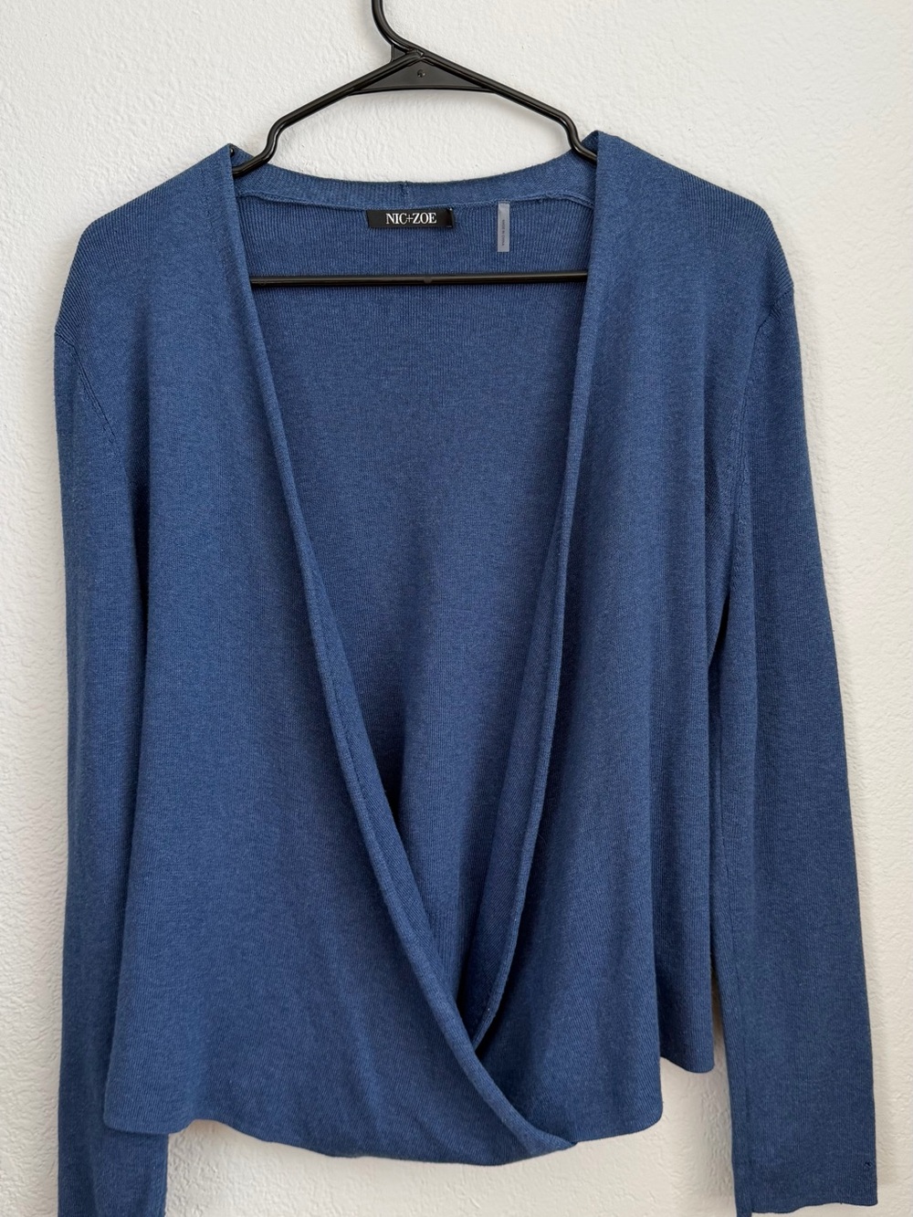NIC+ZOE Indigo Blue Draped Open-Front Cardigan